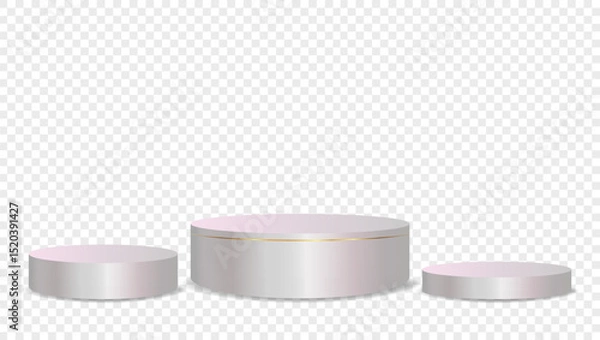 Fototapeta Podium white on transparent background Vector 3d. Template Stand for product presentation studio showroom awards. Product display mockup.