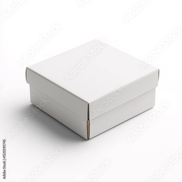 Obraz Modern White Cardboard Box Packaging for Retail and E-commerce Display. Minimalistic and Recyclable Design
