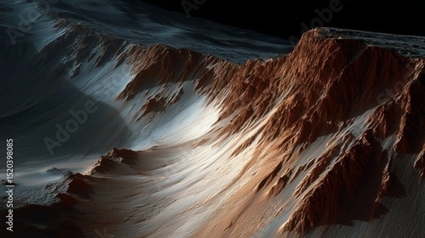 Obraz Dramatic Martian Landscape with Rugged Terrain and Shadows