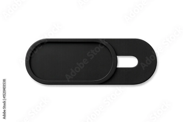 Fototapeta Black webcam cover ensuring online privacy and security, featuring a sliding mechanism on a transparent background
