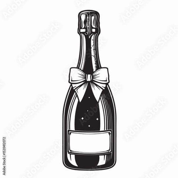 Obraz Bottle of Prosecco with bow Image vector isolated on white background.