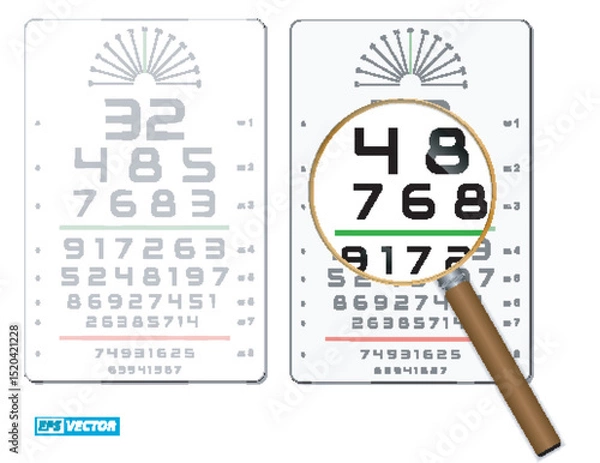 Fototapeta set of eye test chart isolated or vision exam medical diagnostic. eps vector