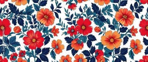 Fototapeta vibrant orange flower pattern on white background close-up