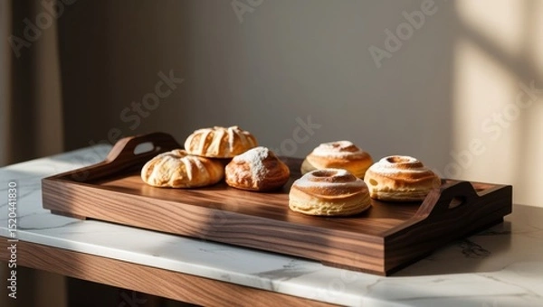 Obraz elegant pastries on luxurious marble tray illustration