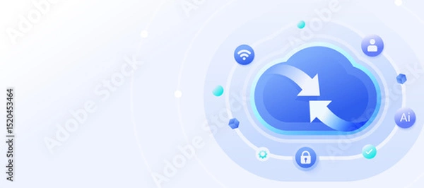 Fototapeta Cloud Computing Network Connection Banner illustration