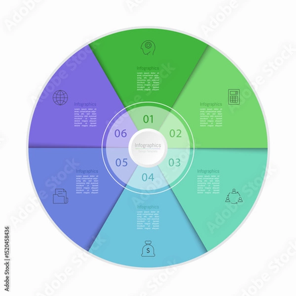 Fototapeta Infographic 6 options design elements for your business data. Vector Illustration.