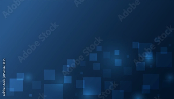 Fototapeta Abstract futuristic blue background with square shapes and flow lights. Vector illustration