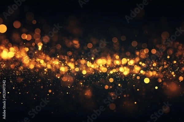 Obraz Abstract wave of golden bokeh lights on a dark background, creating a luxurious and celebratory feel