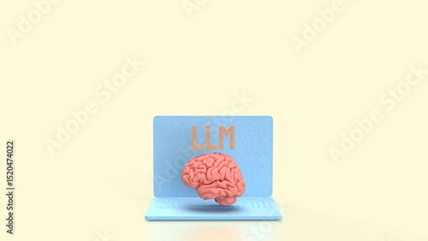 Fototapeta The LLM and Brain for Technology concept 3d Rendering.
