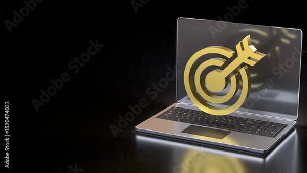 Obraz The Blue eye Target on Laptop for Business concept 3d Rendering.