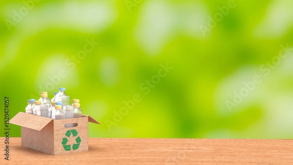 Obraz The Plastic bottle in Paper Box for eco or recycle concept 3d Rendering.