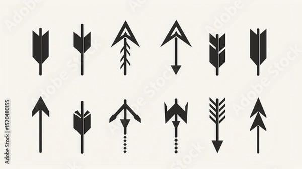Fototapeta Black arrow set icons. Arrow icon. Arrow collection. Arrow. Direction set. Cursor. Modern simple arrows. Illustration