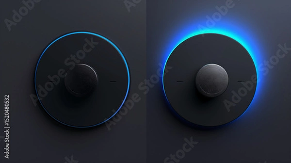 Obraz Day and Night Mode Switcher. On Off Switch Element for Mobile App, Web Design, Animation. Light and Dark