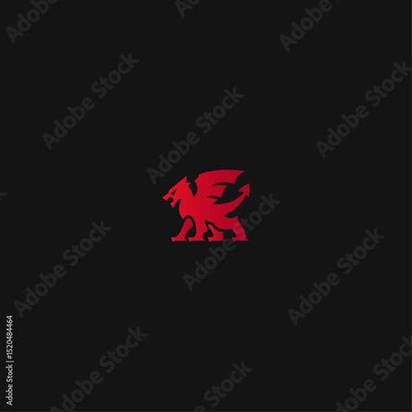 Obraz Dragon logo icon flat vector design