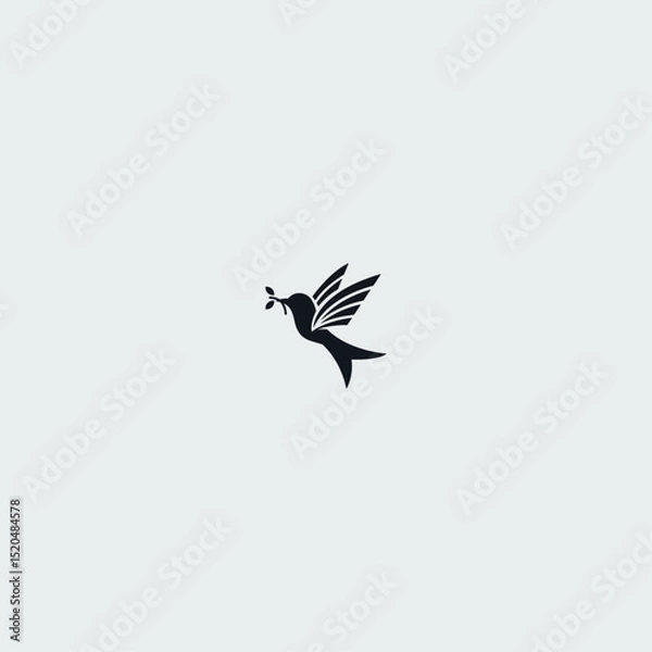 Obraz Bird with leaf logo icon flat vector design