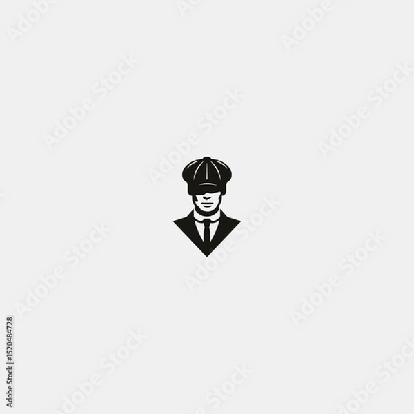 Obraz Gentleman with hat logo icon flat vector design