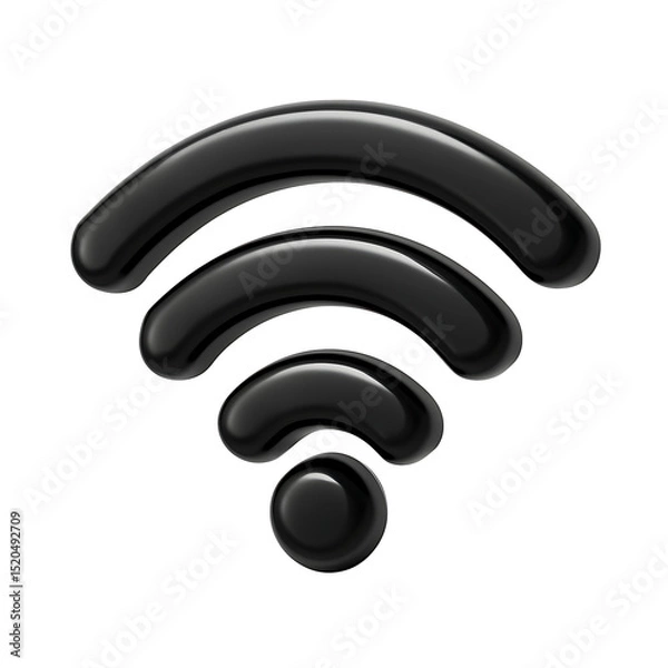 Fototapeta black wi-fi icon, wireless network symbol isolated on white background