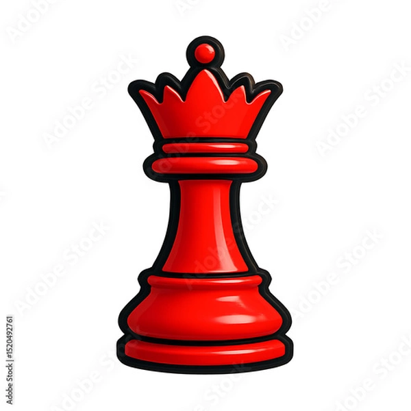 Fototapeta red chess queen isolated on white background