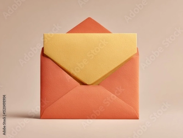 Fototapeta Minimalist Report Card Envelope with Formal Document Peeking Out on Neutral Background for Educational Assessment and School Communication