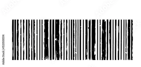 Fototapeta Simple scratched barcode vector illustration isolated on white, digital art, design