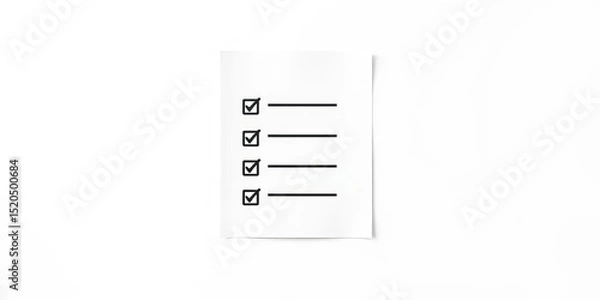 Fototapeta Simple white paper checklist icon on white background  ,  isolated,  design