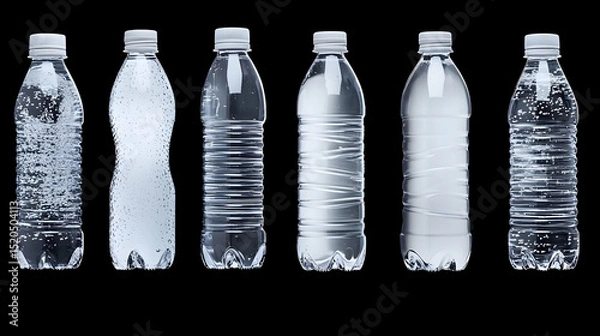 Obraz Variety Of Plastic Water Bottles With Different Shapes And Textures