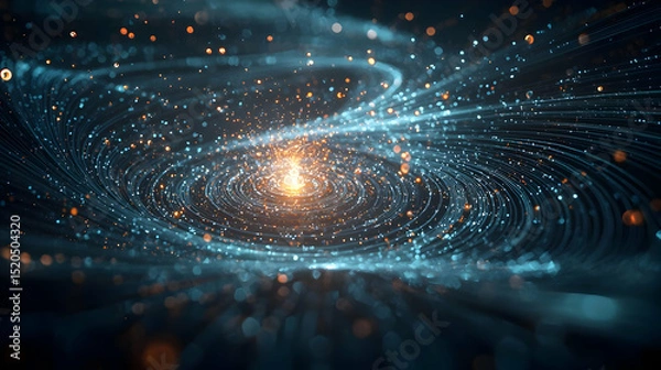 Obraz Abstract Spiral Galaxy Digital Art With Glowing Particles