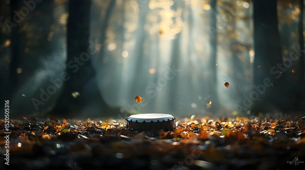 Obraz Autumn Forest Stump Sunlight