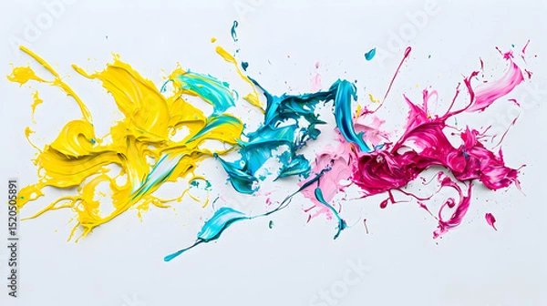 Obraz Abstract Colorful Paint Splashes On White Background
