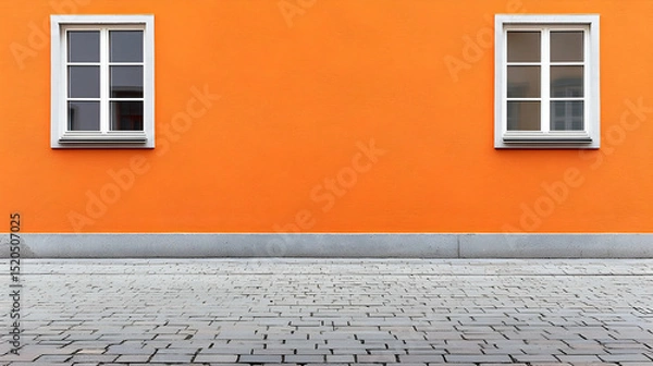 Obraz Two White Windows On An Orange Wall