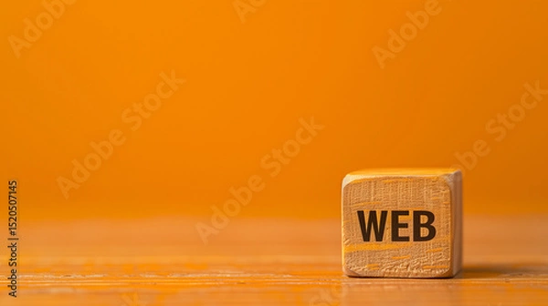 Obraz WEB 2 or 3 symbol. Turned a wooden cube and changed words WEB 2.0 to WEB 3.0. Beautiful orange table, orange background, copy space. Business, technology and WEB 2.0 or 3.0 concept