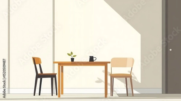 Fototapeta Simple illustration of a small dining area.
