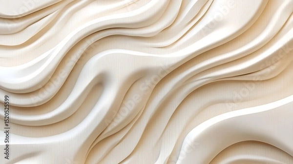 Fototapeta Smooth, flowing curves of cream-colored fabric.