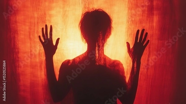 Obraz A personâ€™s shadow glowing in red behind them, symbolizing stress taking over their mind