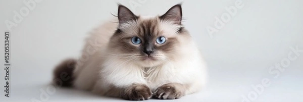 Obraz Adorable Ragdoll Cat with Striking Blue Eyes