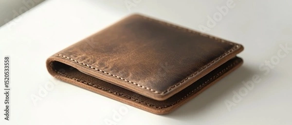 Obraz Distressed Brown Leather Wallet: Handmade Craftsmanship