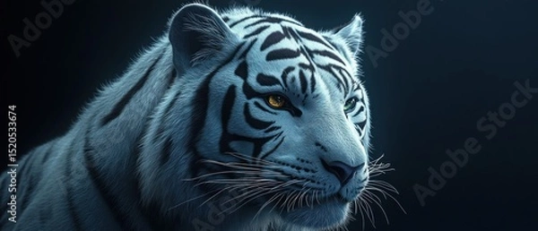 Obraz Majestic White Tiger Portrait: A Digital Masterpiece