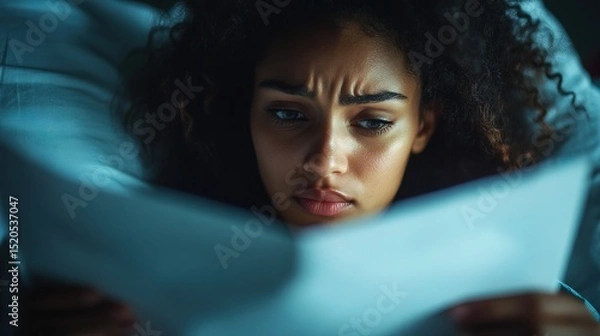 Obraz A patient reading a letter from loved ones, tears forming in their eyes 