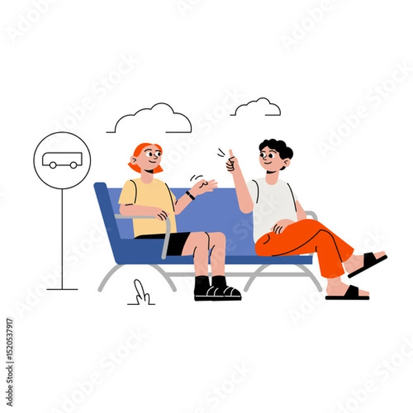 Obraz Waiting at the Bus Stop