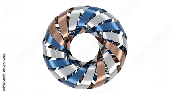 Fototapeta Abstract circular design with intertwined metallic ribbons creating visual harmony