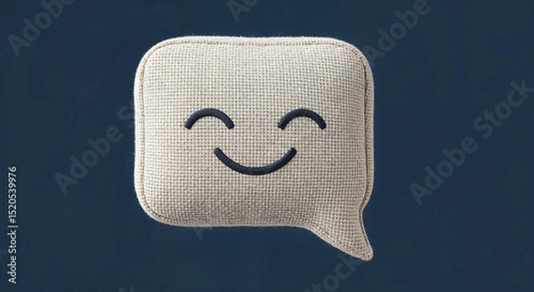 Fototapeta Speech bubble pillow smiling on dark blue background