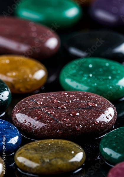 Fototapeta Vibrant Stones: An array of colorful stones sparkle, each boasting unique hues and textures, creating a mesmerizing display of natural beauty.