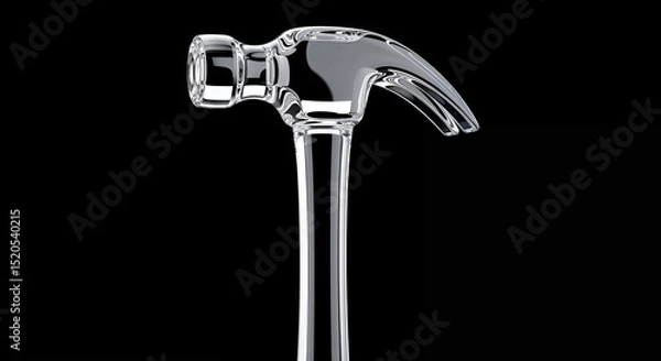 Fototapeta Glass hammer standing on black background symbolizing fragile power