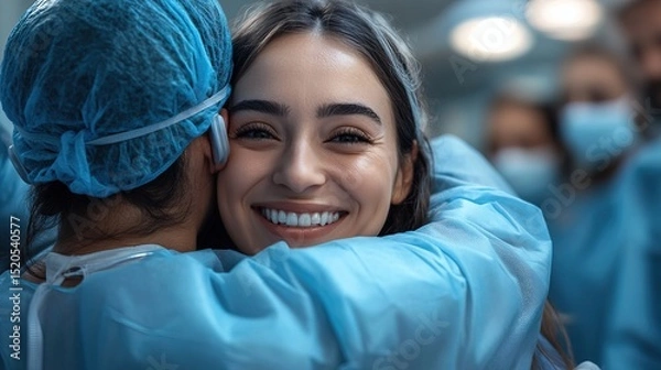 Obraz A patient embracing their family after waking up from a successful surgery 