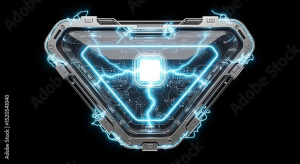 Fototapeta Futuristic arc reactor powering up, generating energy on black background