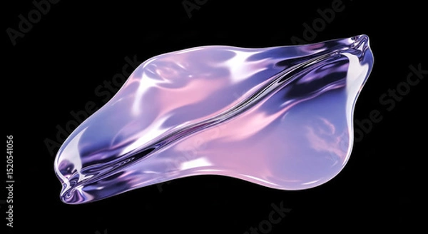 Fototapeta Abstract fluid shape showing a shiny pink and purple gradient on black background