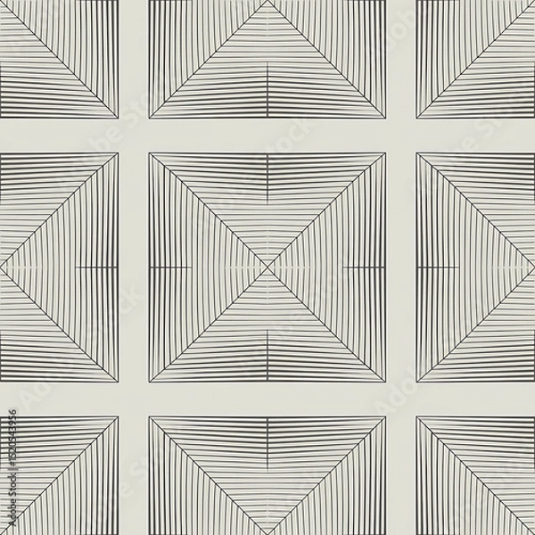 Fototapeta Symmetrical Abstract Geometric Pattern of Parallel Black Lines on White Background with Subtle Variations in Thickness