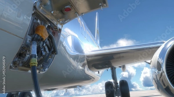 Fototapeta Refueling a Jet Airplane: Aviation Fueling Process