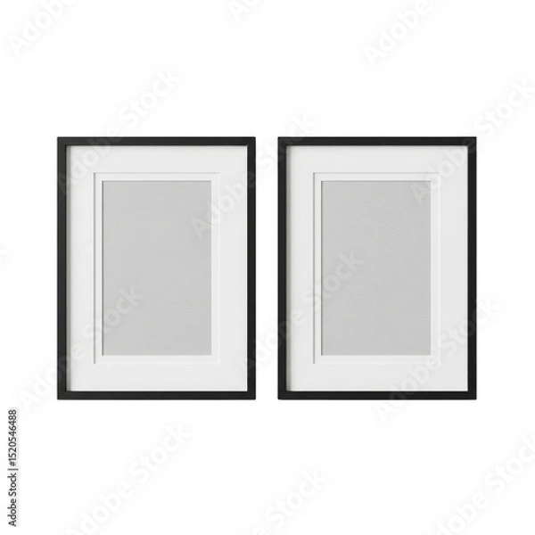 Obraz Two black picture frames with mat isolated PNG with Transparent Background