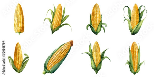 Obraz Multiple vector illustrations corn, watercolor style